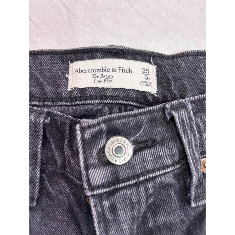 Abercrombie Fitch Jeans Womens 25/0R Black  Baggy Low Rise Denim  Y2K